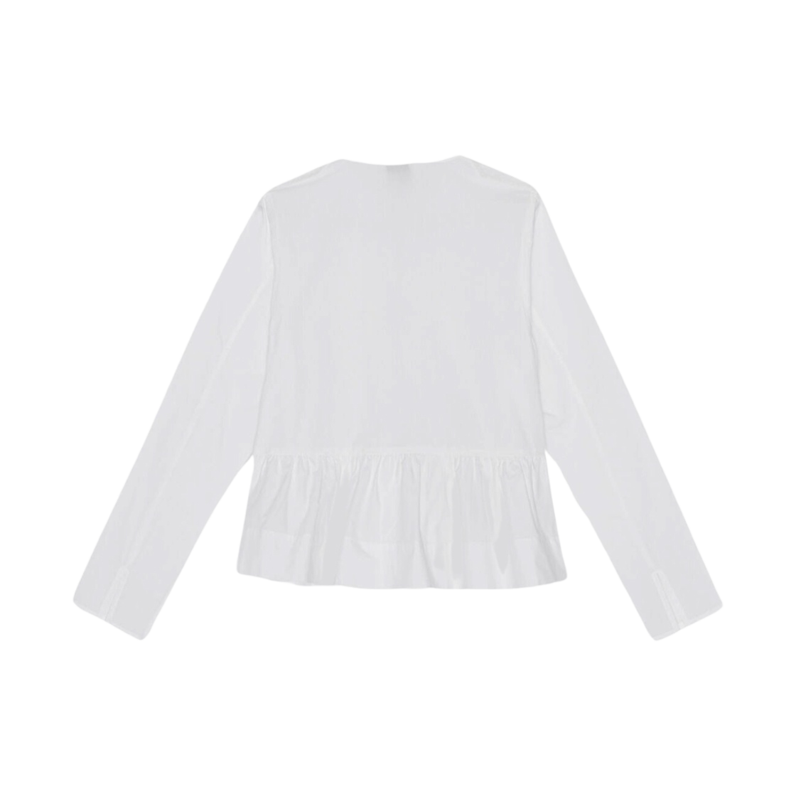 (W) 가니 코튼 포플린 타이 스트링 페플럼 블라우스 브라이트 화이트((W) Ganni Cotton Poplin Tie String Peplum Blouse Bright White) - 2