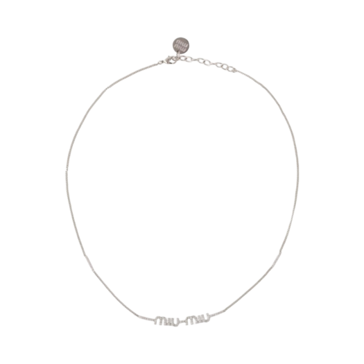 5IC058-2DNC-F0OKL (W) Miu Miu Crystal Metal Necklace Steel Crystal