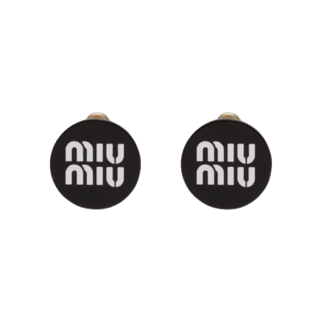 (W) 미우 미우 플렉시글라스 이어링 블랙 화이트((W) Miu Miu Plexiglas Earrings Black White) - 1
