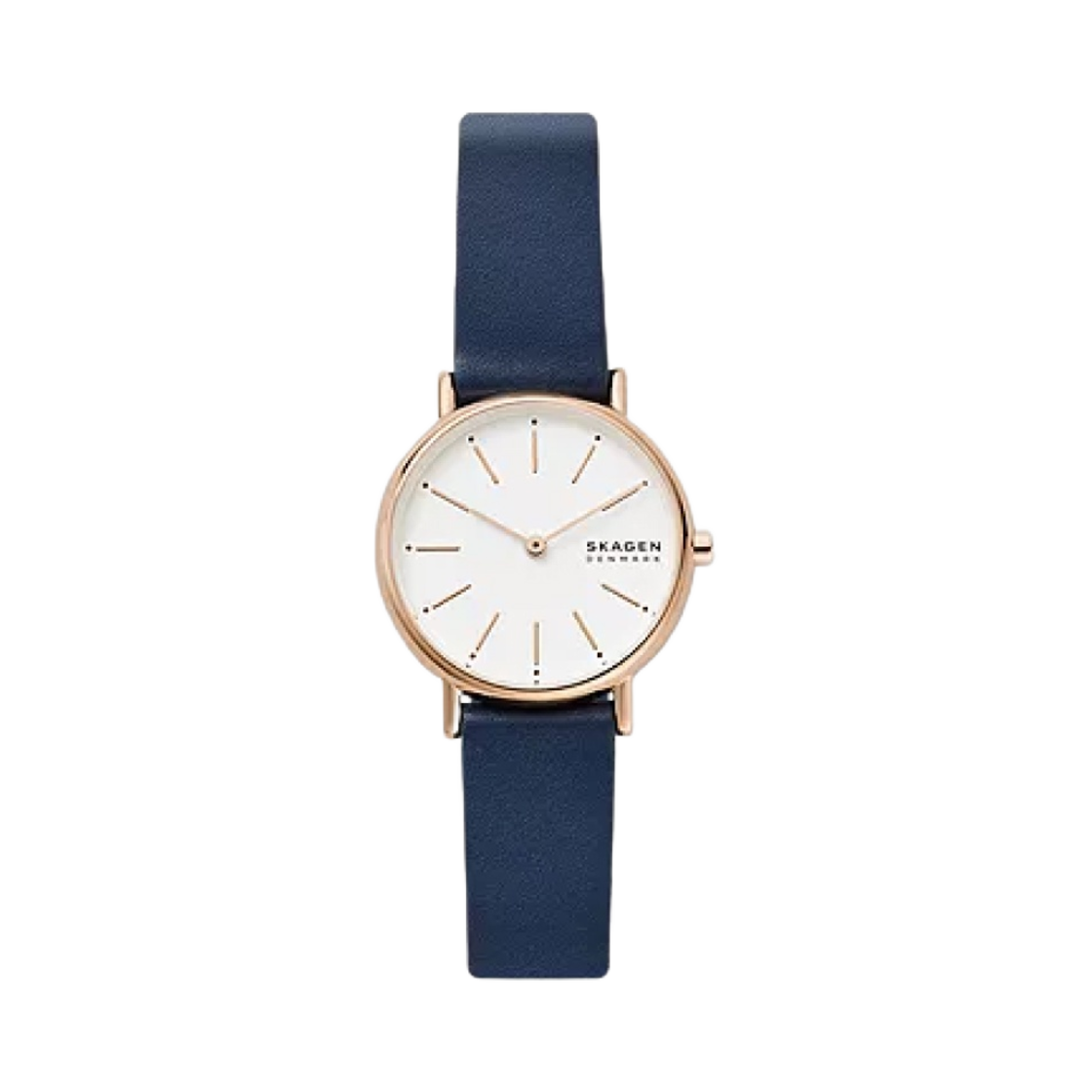 SKW2838 Skagen Signature Lille Two Hand 30mm White Rose Gold Leather Ocean Blue