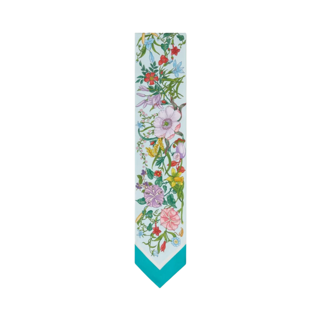 (W) 구찌 플로랄 프린트 실크 넥 보우 블루((W) Gucci Floral Print Silk Neck Bow Blue) - 1