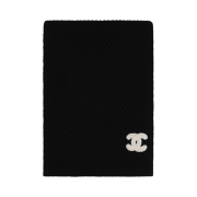 (W) Chanel Muffler Cashmere & Black White