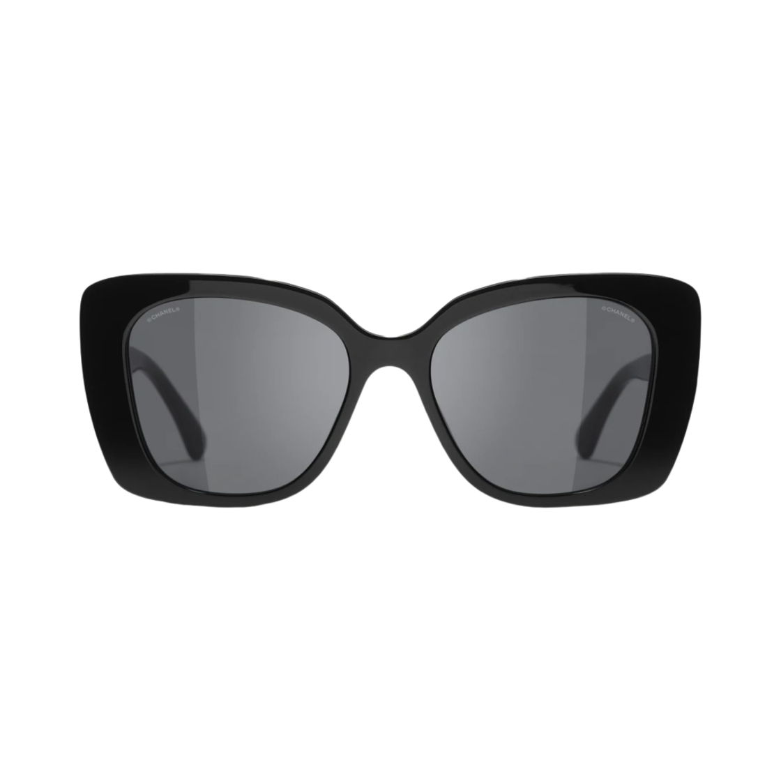 샤넬 스퀘어 선글라스 아세테이트 스트라스 & 블랙 프레임 그레이 렌즈 아시안 핏(Chanel Square Sunglasses Acetate Strass & Black Frame Grey Lenses Asian Fit) - 1