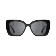 Chanel Square Sunglasses Acetate Strass & Black Frame Grey Lenses Asian Fit