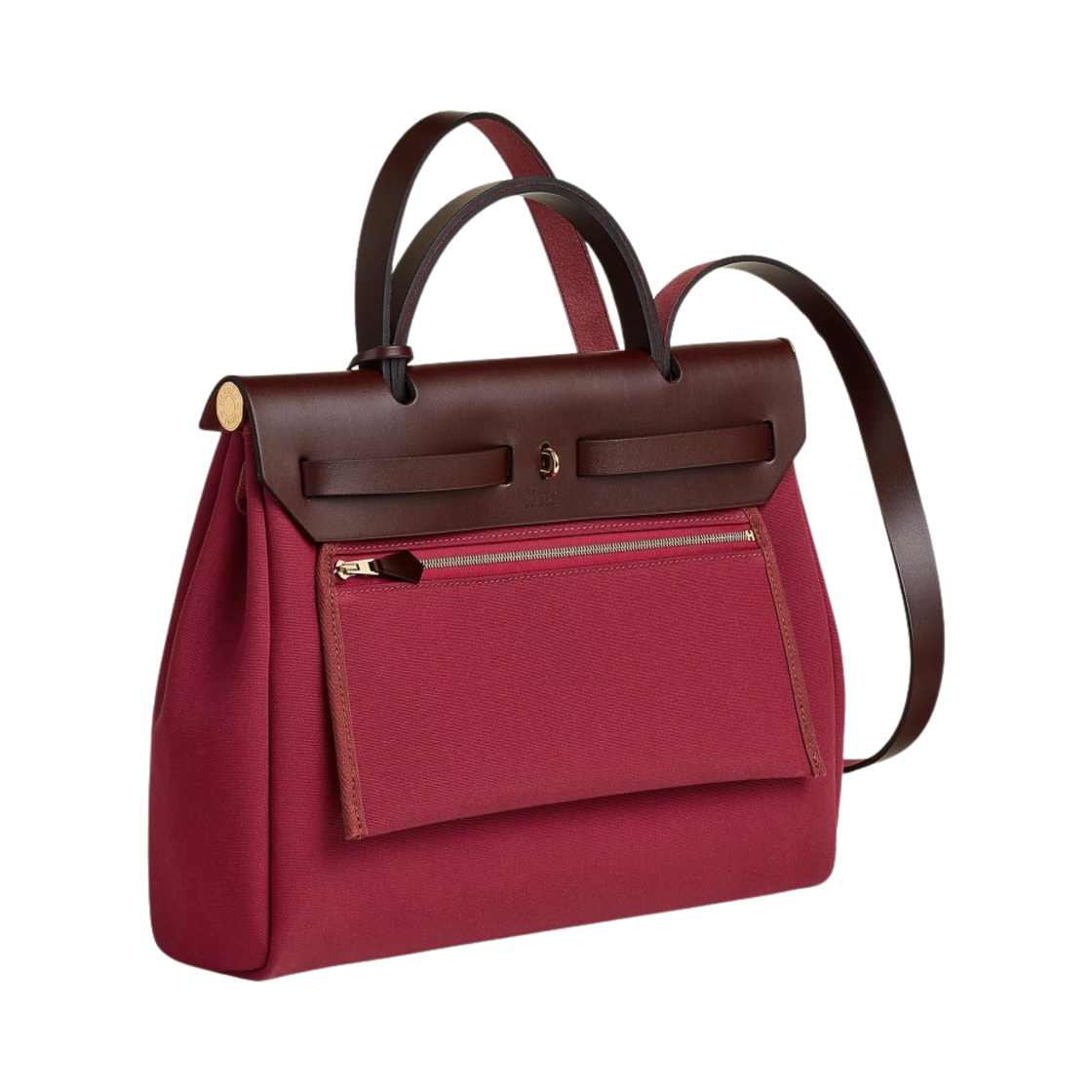 에르메스 에르백 집 31 백 르투르네 캔버스 & 골드 하드웨어 루비스 루즈 셀리에(Hermes Herbag Zip 31 Bag Retourne Canvas & Gold Rubis Rouge Sellier) - 2