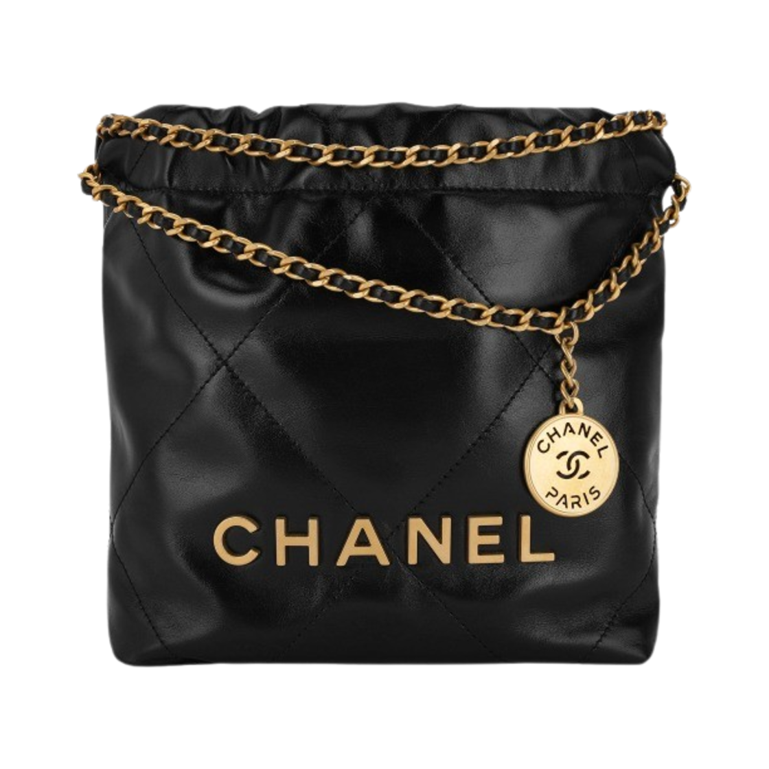 AS3980-B08037/B19059-94305 Chanel 22 Mini Handbag Shiny Calfskin & Gold Black