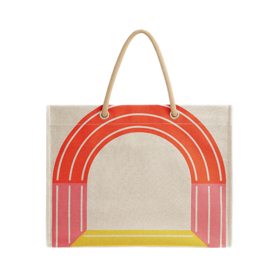H103898M01 Hermes Maillon Marin Beach Bag H Canvas Cotton & Jaune Rose Vert