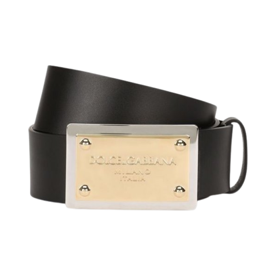 BC4676-AX622-80999 Dolce & Gabbana Logo Buckle Leather Belt Black
