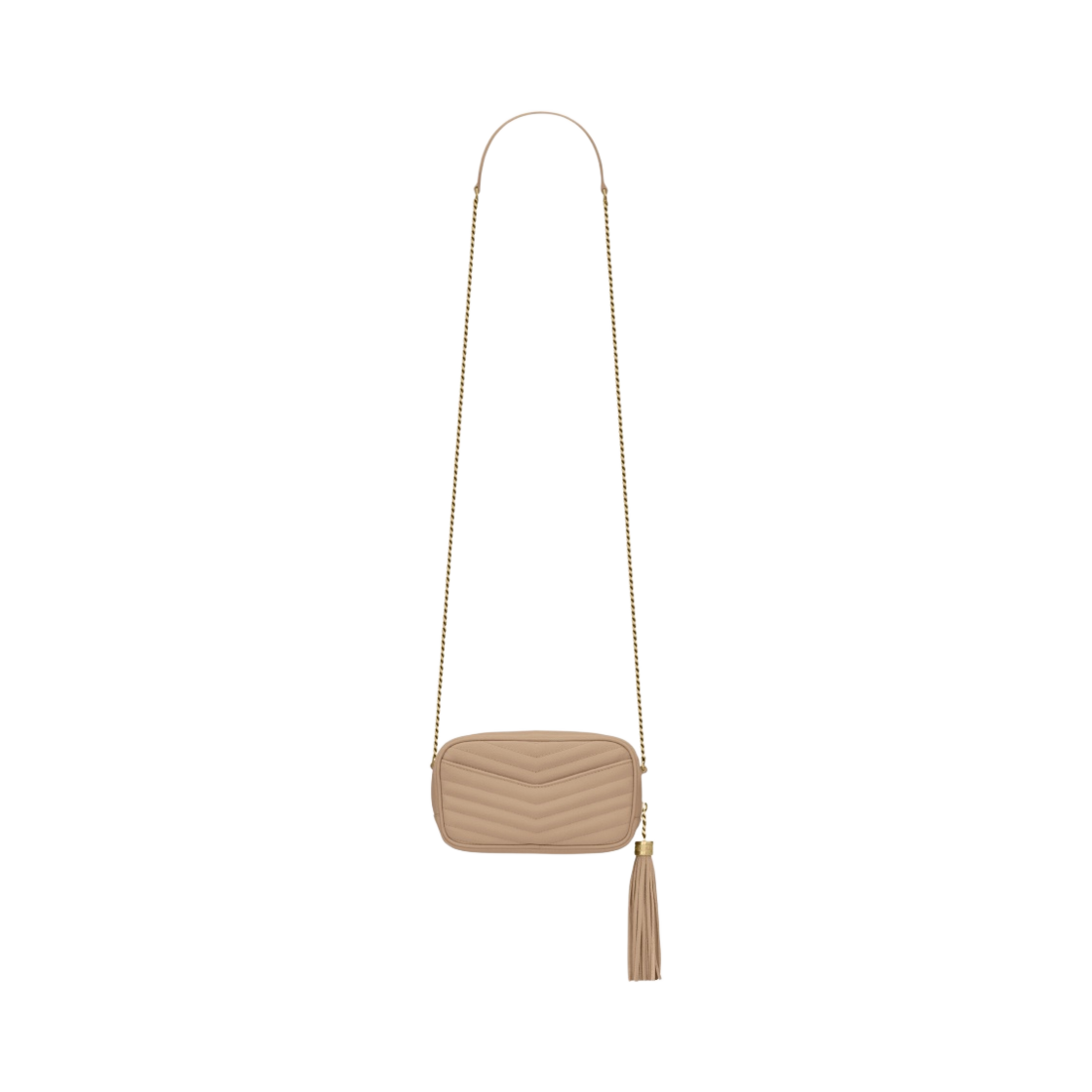 생로랑 퀼티드 그랑 드 뿌드르 엠보스 레더 루 미니백 다크 베이지(Saint Laurent Lou Mini Bag in Quilted Grain De Poudre Embossed Leather Dark Beige) - 3