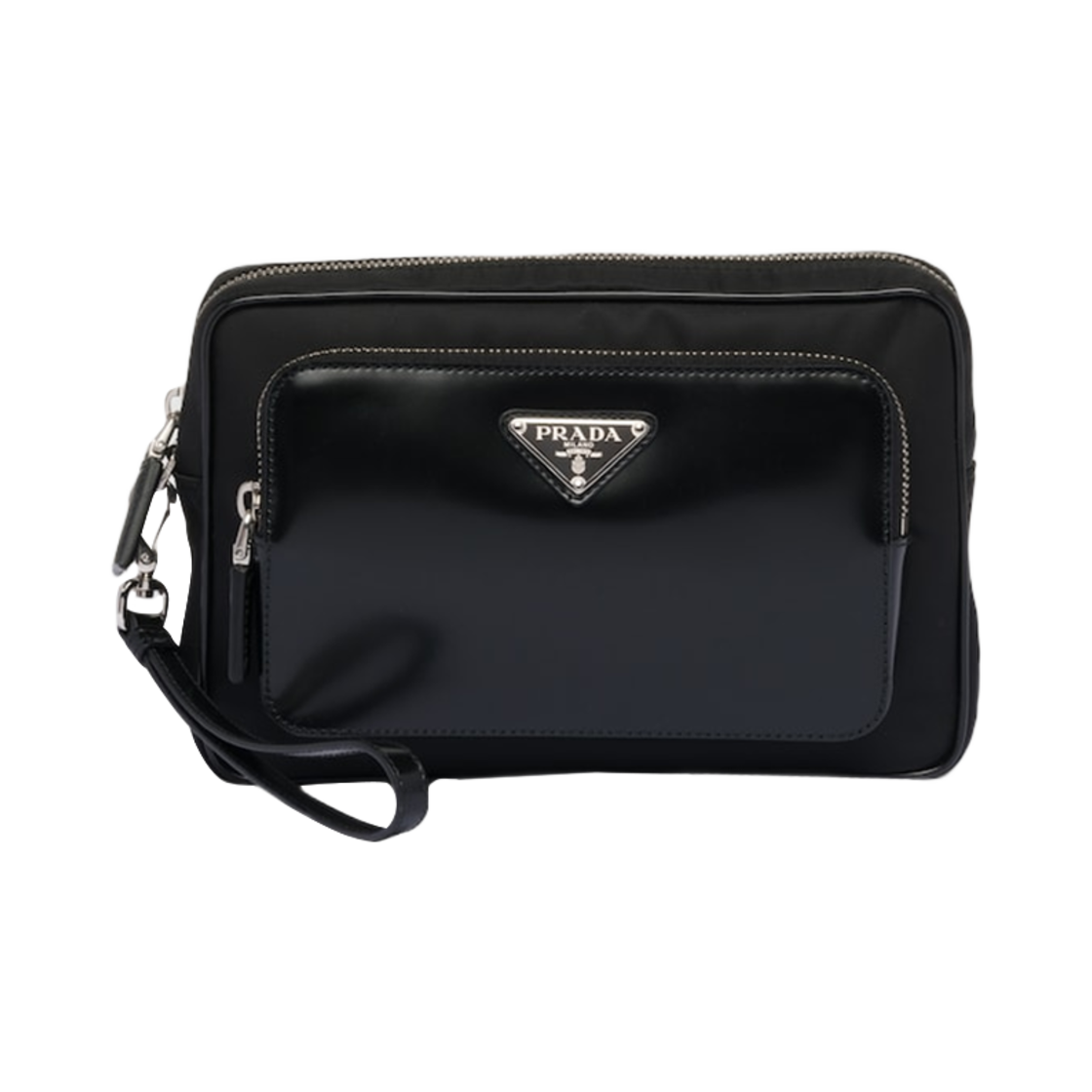 프라다 리나일론 브러쉬드 레더 파우치 블랙(Prada Re-Nylon Brushed Leather Pouch Black) - 1