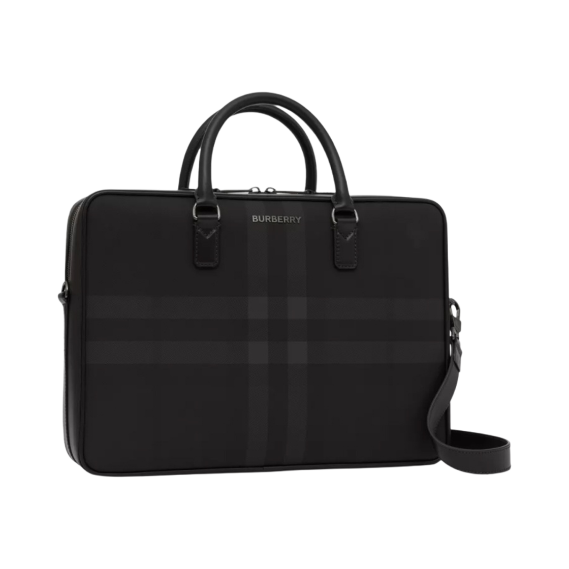 버버리 체크 레더 브리프케이스 차콜(Burberry Check Leather Briefcase Charcoal) - 2