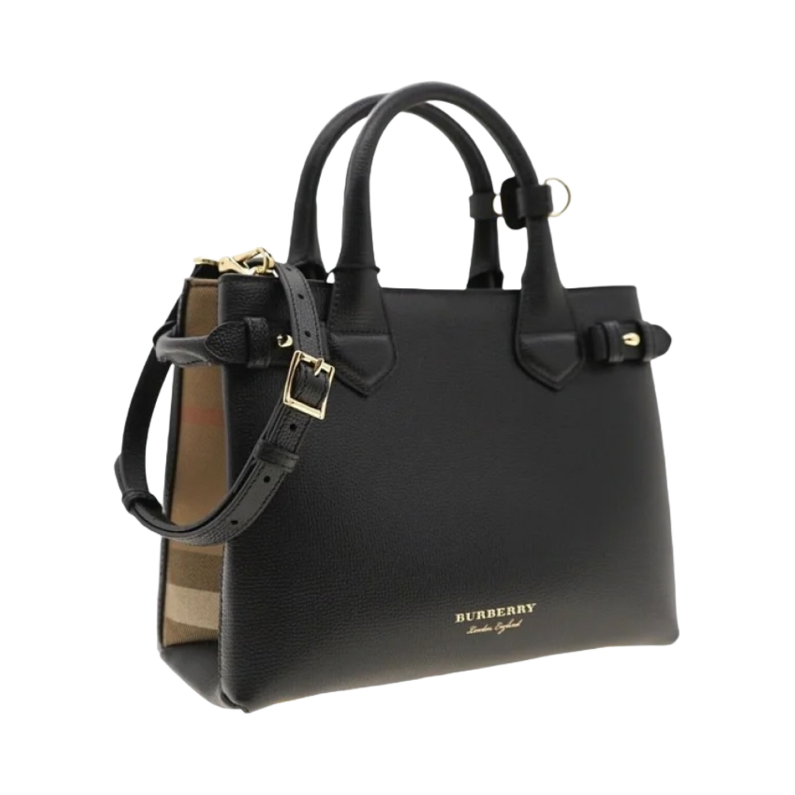 버버리 하우스 체크 스몰 배너 토트백 블랙(Burberry House Check Small Banner Tote Bag Black) - 2