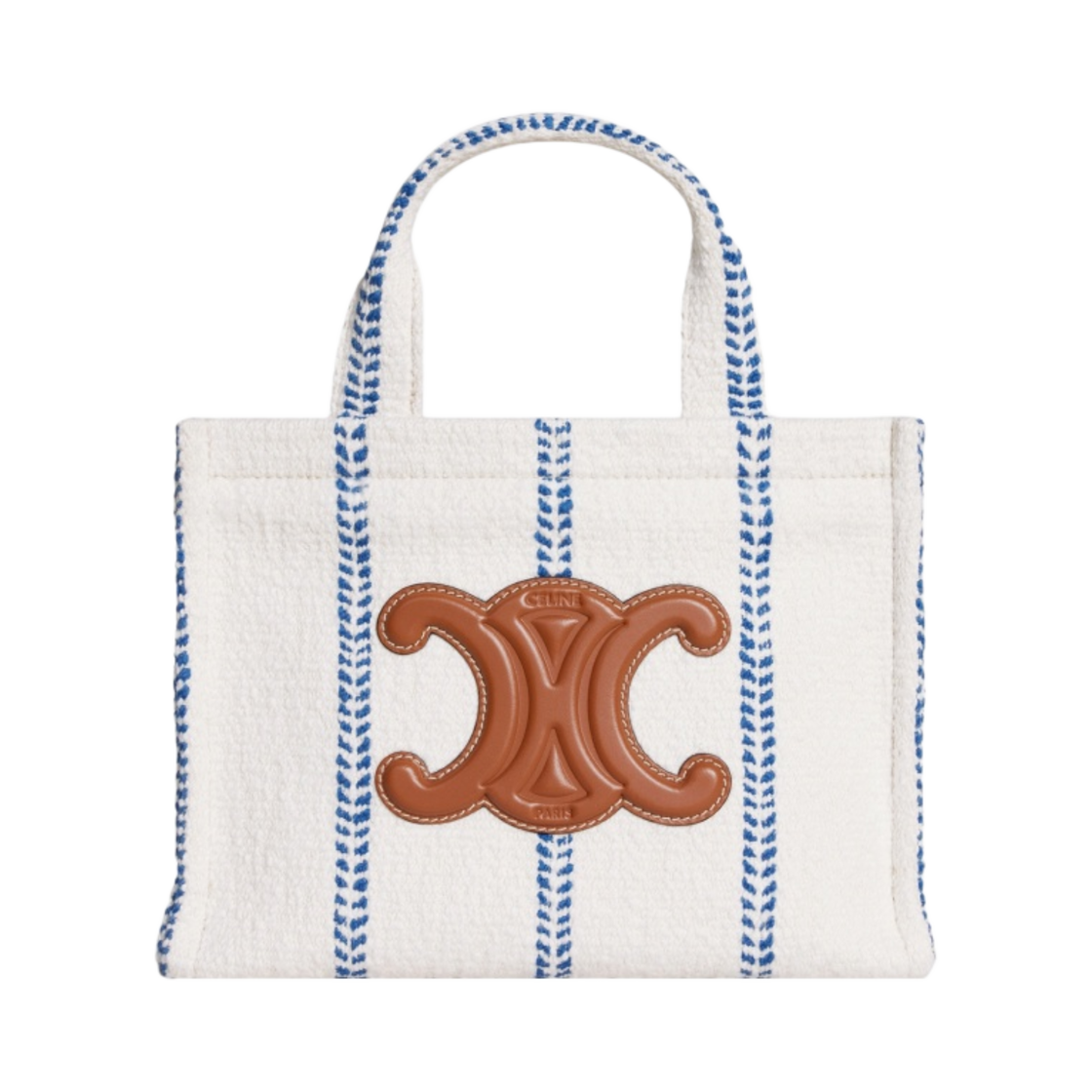 셀린느 스트라이프 텍스타일 & 카프스킨 스몰 카바스 타이스 화이트 블루(Celine Small Cabas Thais in Striped Textile and Calfskin White Blue) - 1