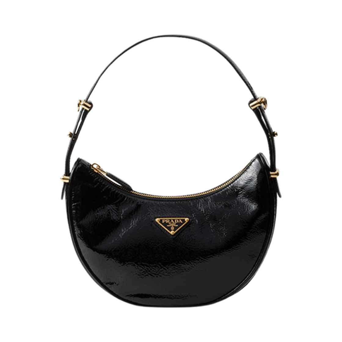 1BC194-2DNT-F0002 Prada Arque Naplak Patent Leather Shoulder Bag Black