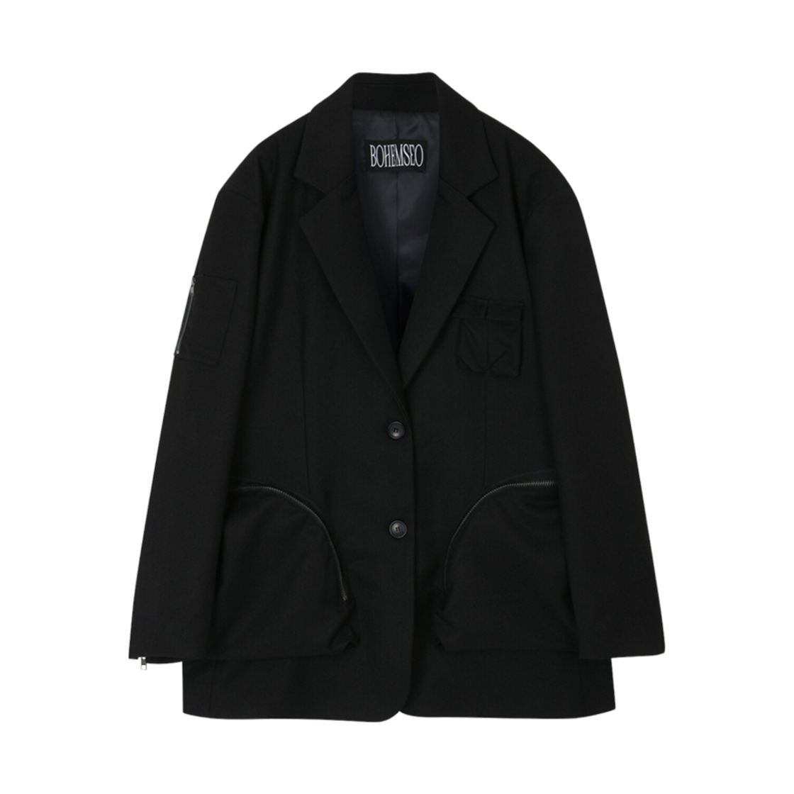- (W) Bohemian Seoul MA-1 Pocket Blazer Black