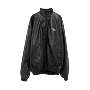 Balenciaga 3B Sports Icon Tracksuit Leather Jacket Black
