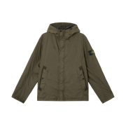 Stone Island 4100092 Crinkle Reps R-NY Hooded Jacket with Wind Resistance and Anti-Drop Military Green - 25SS