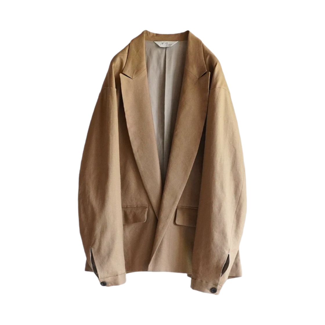 ANC-JK28-1 Ancellm Buttonless Tailored Jacket Beige