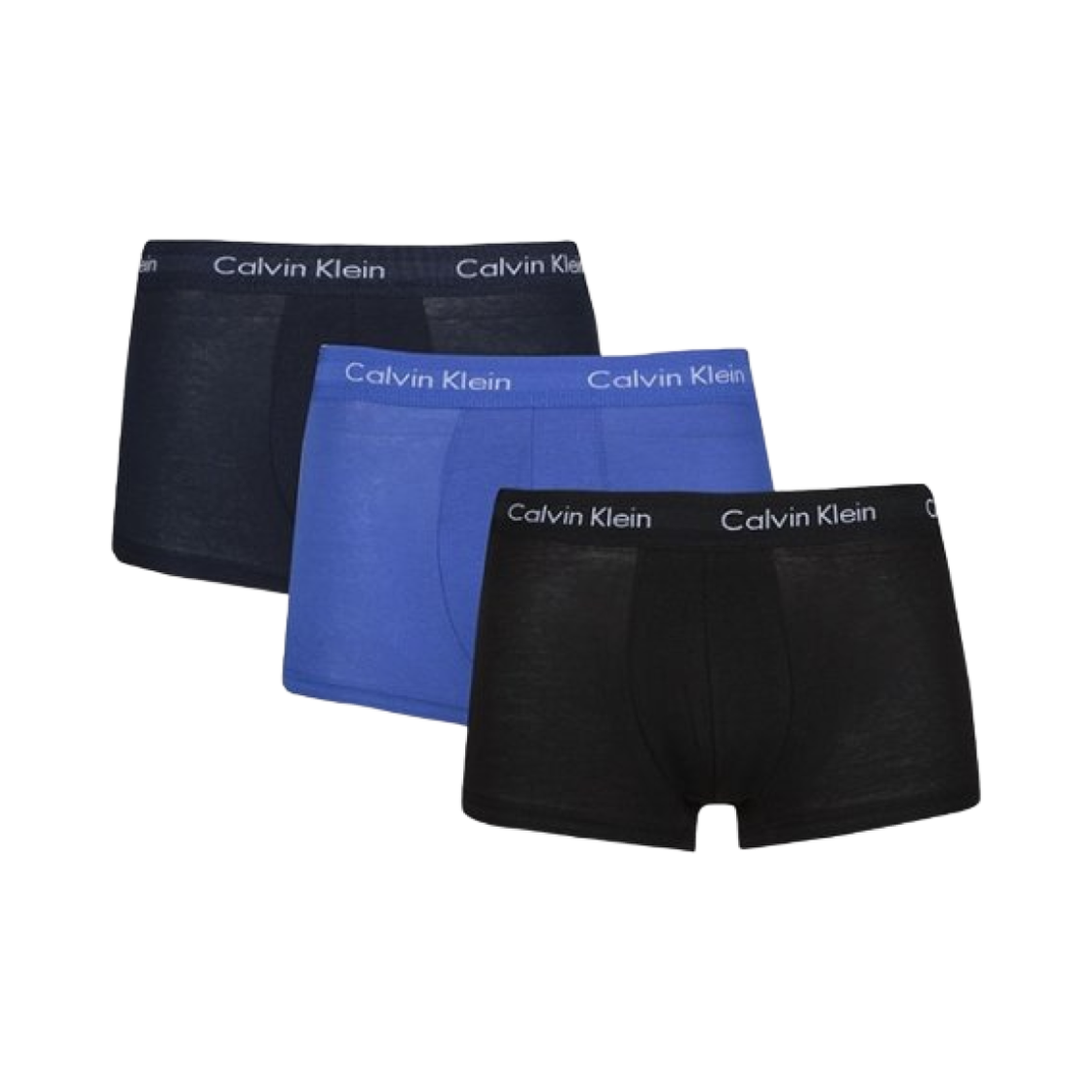 캘빈 클라인 코튼 스트레치 3팩 로우 라이즈 트렁크 블랙 블루(Calvin Klein Cotton Stretch 3-pack Low Rise Trunk Black Blue)