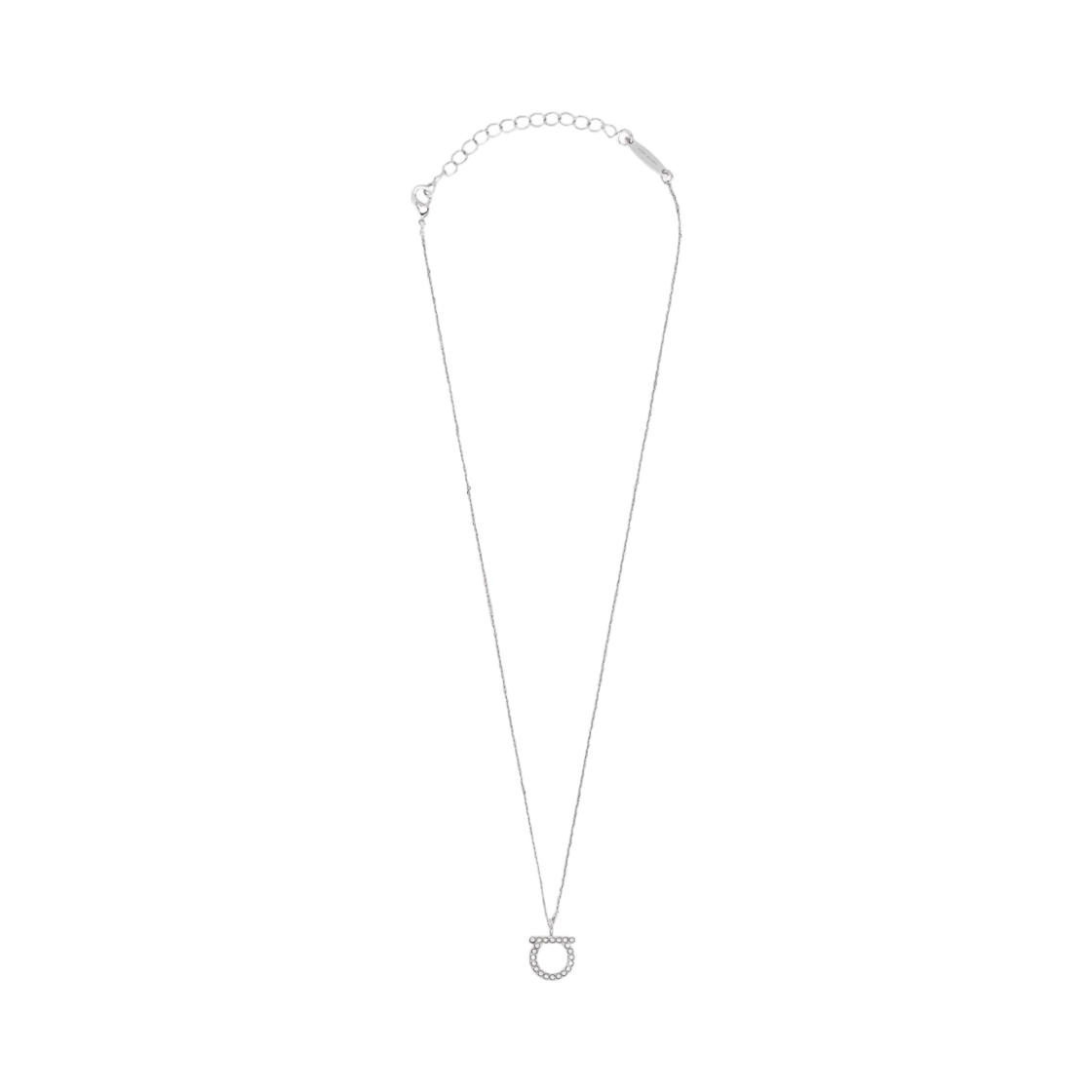 760132-696657 (W) Ferragamo Gancini Large Crystals Necklace Brass Glass & Silver