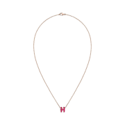 (W) Hermes Mini Pop H Pendant Rose Gold & Framboise