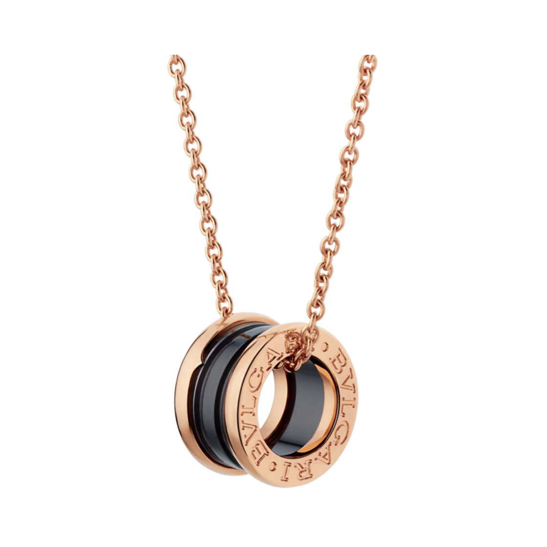 346083 Bulgari B.Zero1 Necklace Rose Gold Black Ceramic