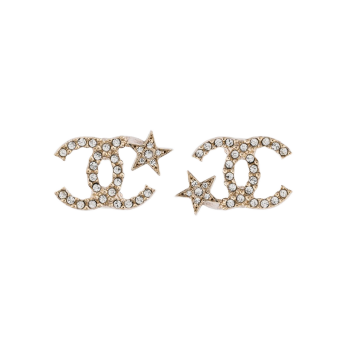 (W) 샤넬 스터드 이어링 메탈 스트라스 & 골드 크리스탈((W) Chanel Stud Earrings Metal Strass & Gold Crystal) - 1