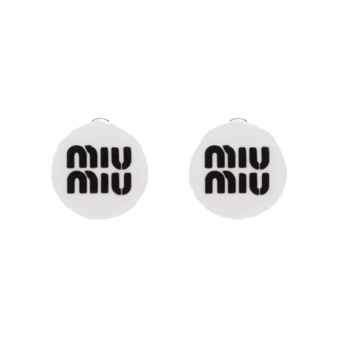 (W) 미우 미우 플렉시글라스 이어링 화이트 블랙((W) Miu Miu Plexiglas Earrings White Black) - 1
