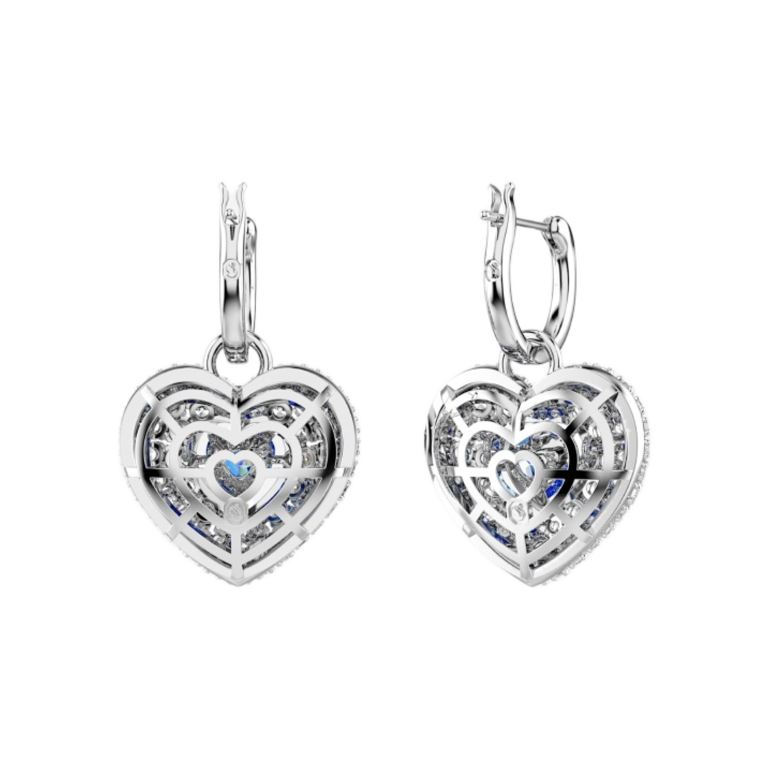 (W) 스와로브스키 하이퍼볼라 드롭 이어링 하트 블루 로듐 플래팅((W) Swarovski Hyperbola Drop Earrings Heart Blue Rhodium Plated) - 2