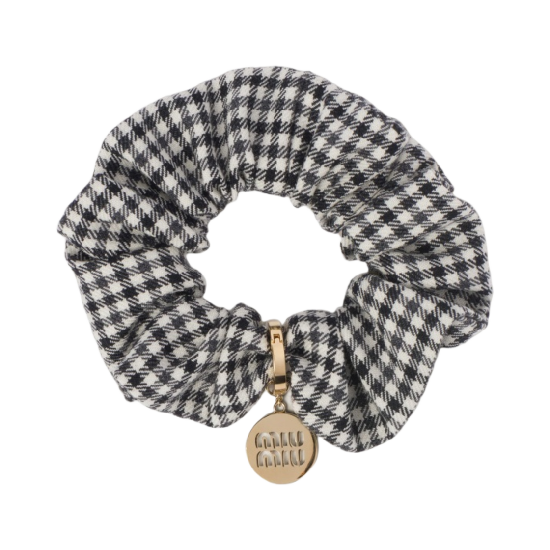 미우 미우 깅엄 체크 울 스크런치 블랙 화이트(Miu Miu Gingham Check Wool Scrunchie Black White) - 1