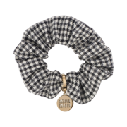 Miu Miu Gingham Check Wool Scrunchie Black White