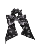 (W) Chanel Hair Accessory Silk Twill & Black White