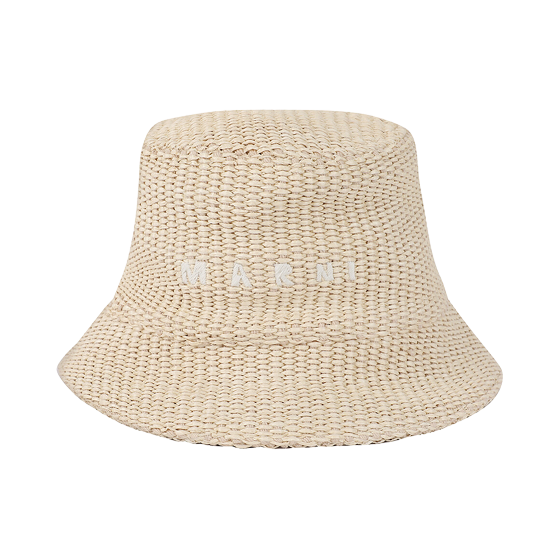 CLMC0067S1-UAC004-00W12 (W) Marni Logo Embroidered Raffia-Effect Bucket Hat Shell