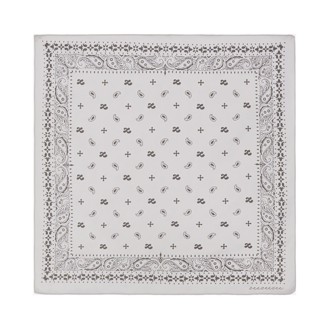 Z24FW AC001SV zeezeezee Printed Silky Scarf Silver