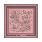 (W) Dior Toile De Jouy Sauvage 70 Square Scarf Silk Twill Pink Gray
