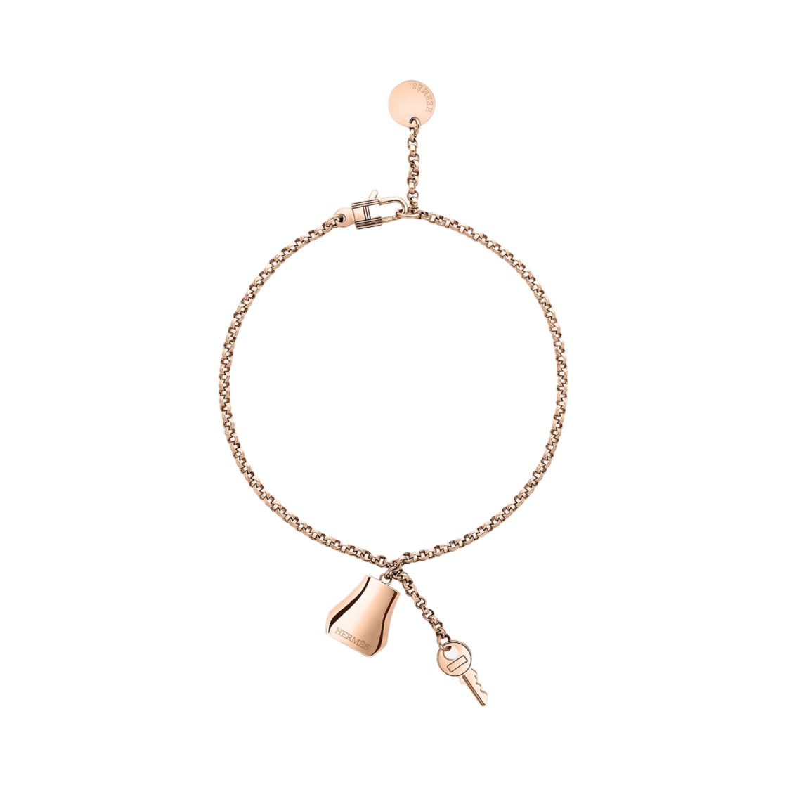 (W) 에르메스 스몰 켈리 클로셰 브레이슬릿 로즈 골드((W) Hermes Small Kelly Clochette Bracelet Rose Gold) - 1