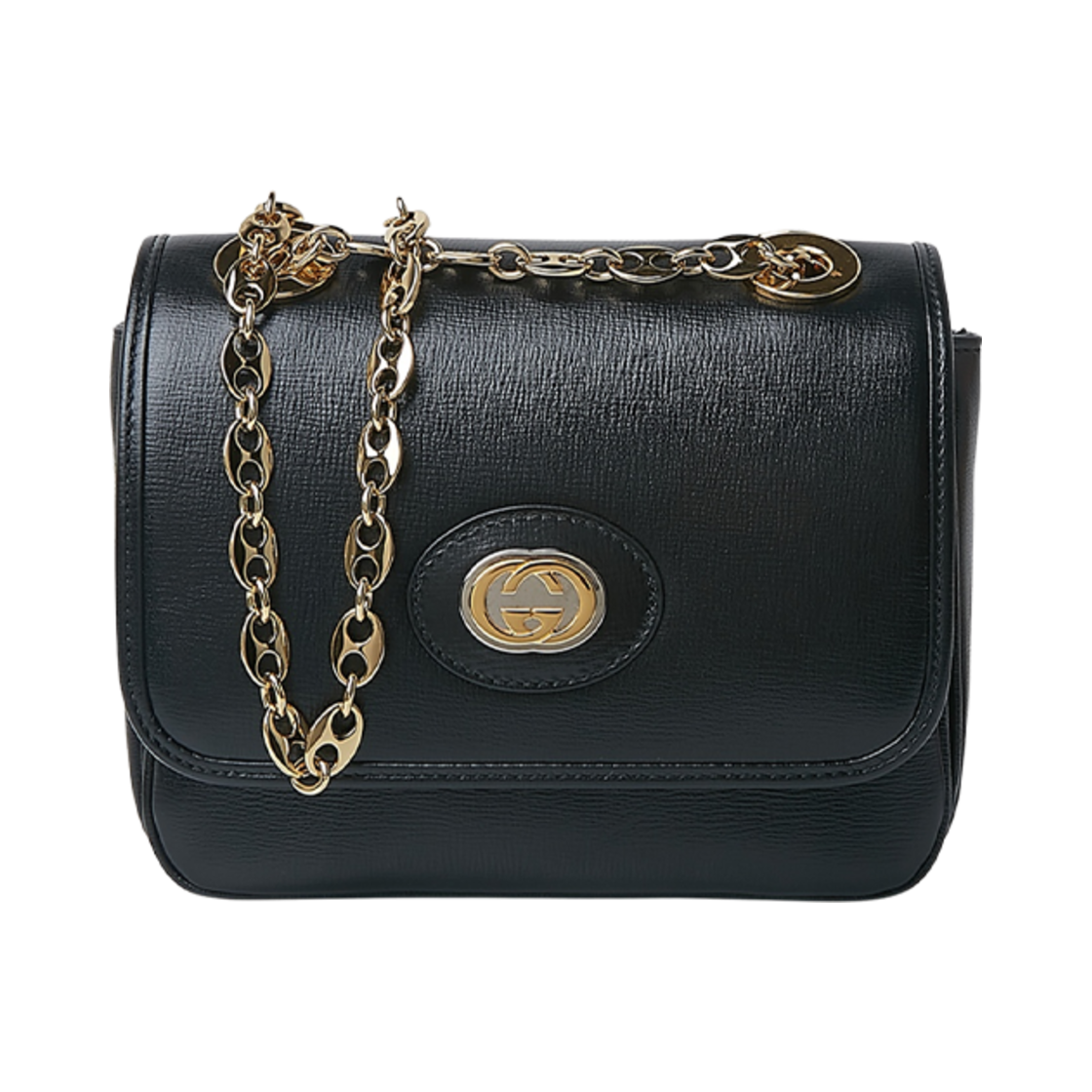 576423-1DBOX-1000 Gucci Marina Leather Crossbody Bag Black