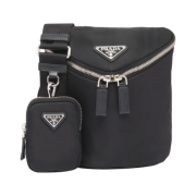 Prada Re-Nylon and Leather Shoulder Bag Black