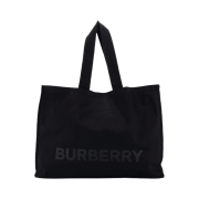 Burberry Logo Print Nylon Trench Tote Bag Black