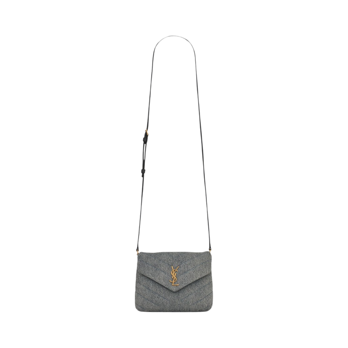 678401-FAADY-4780 Saint Laurent Toy Loulou in Quilted Denim Blue Grey Light Azur