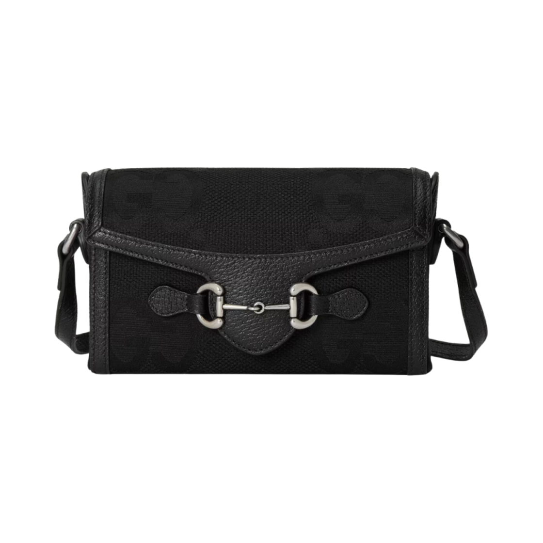 구찌 홀스빗 1955 점보 GG 미니백 블랙 캔버스(Gucci Horsebit 1955 Jumbo GG Mini Bag Black Canvas) - 1