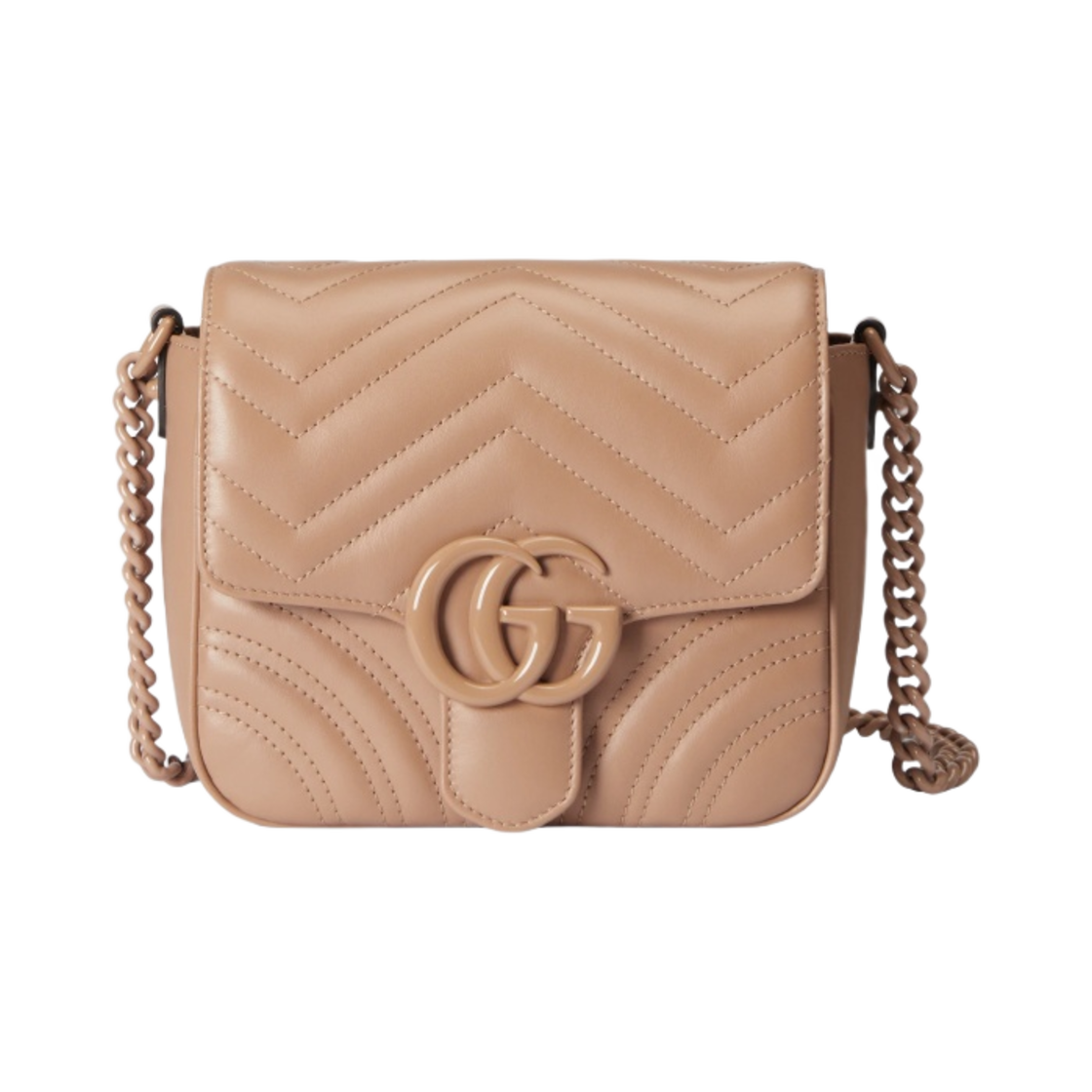 구찌 GG 마몽 마틀라세 미니 숄더백 로즈 핑크 레더(Gucci GG Marmont Matelasse Mini Shoulder Bag Rose Pink Leather) - 1