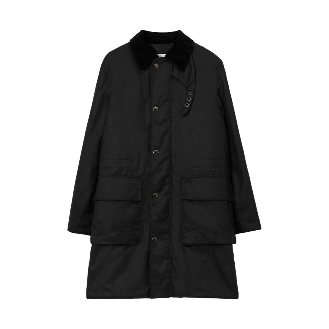 버버리 EKD 모티프 왁스드 코튼 카 코트 블랙(Burberry EKD Motif Waxed Cotton Car Coat Black) - 1