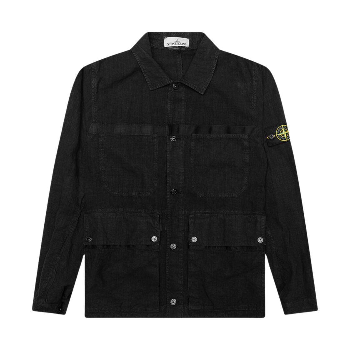 801542330-V0029 Stone Island 42330 Lino Nylon Tela-TC Shirt Field Jacket Black - 24SS