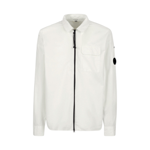 C.P. Company Gabardine Zipped Shirt Gauze White - 22FW