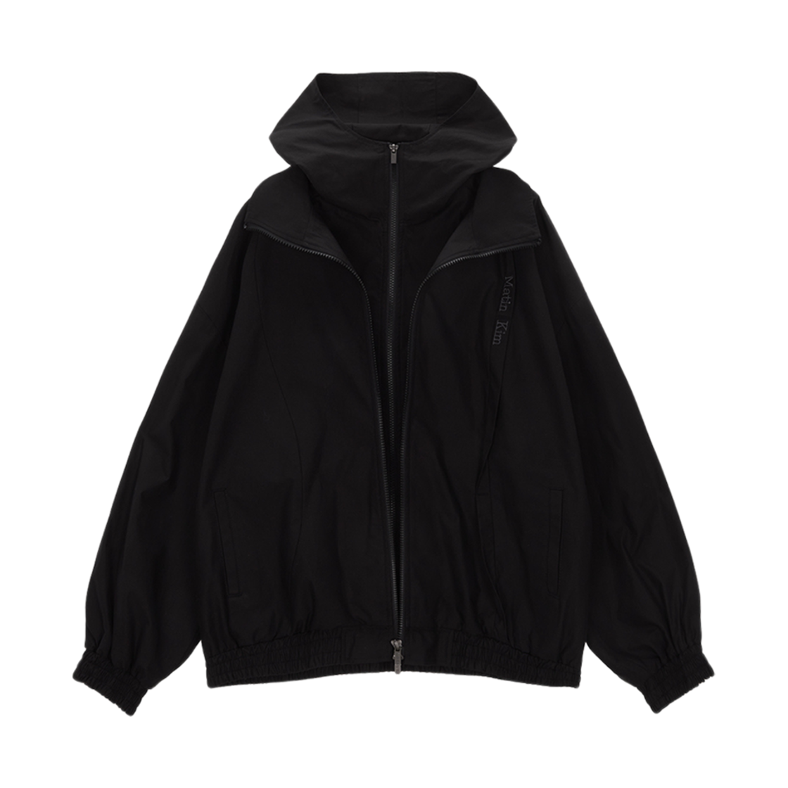 W) 마뗑킴 레이어드 후디 벌룬 점퍼 블랙 | Matin Kim | KREAM