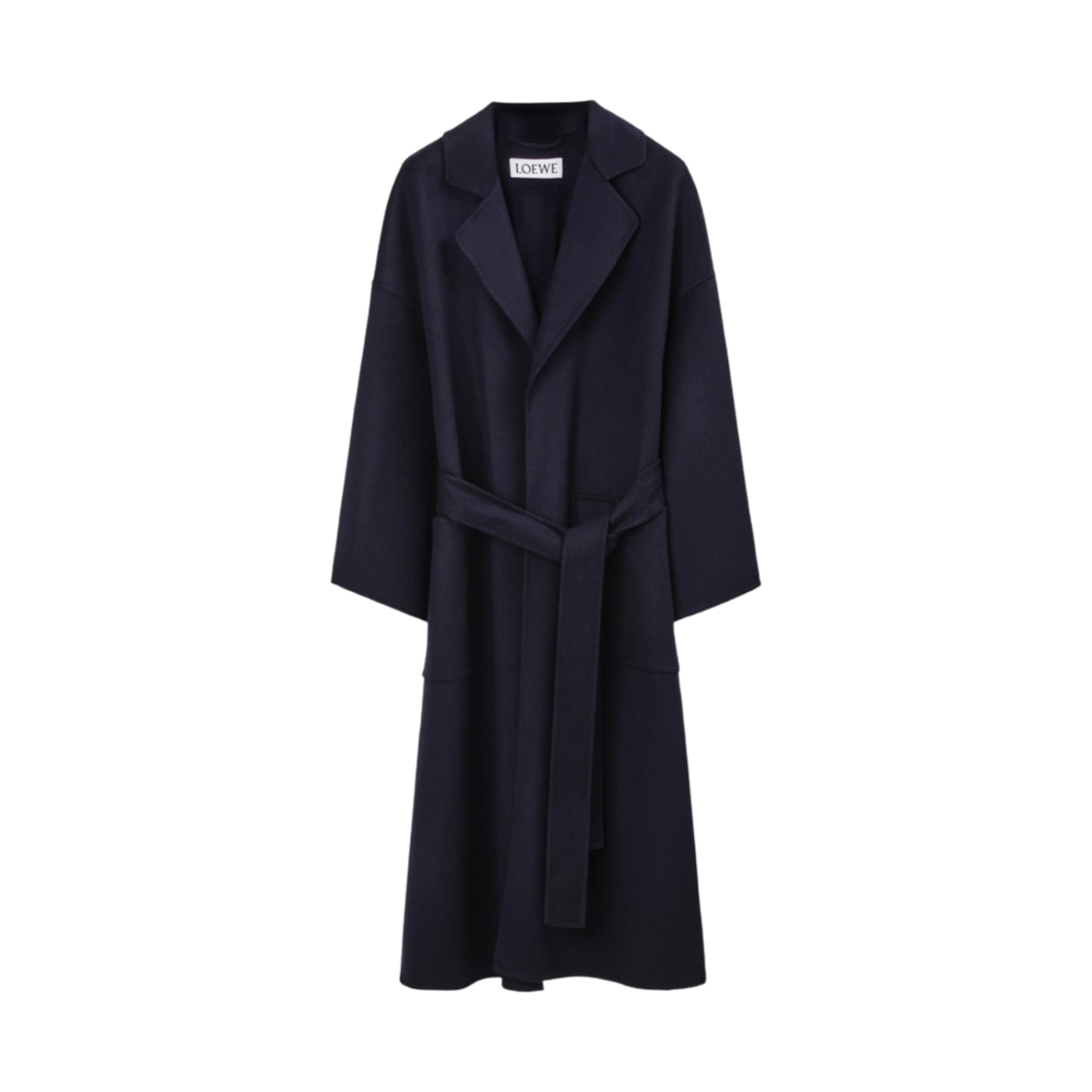 (W) 로에베 울 캐시미어 오버사이즈 벨트 코트 네이비 블루((W) Loewe Oversize Belted Coat in Wool and Cashmere Navy Blue) - 1