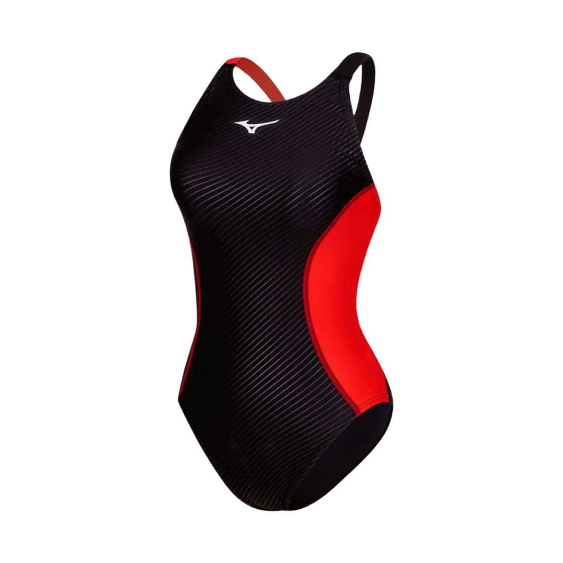 N2MA277596 (W) Mizuno Exersuit Asymmetry Cross Back Swimsuit Black Red