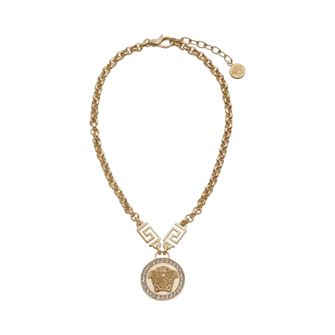 DG1E009-DJMX-D01O Versace Crystal La Medusa Greca Necklace Gold