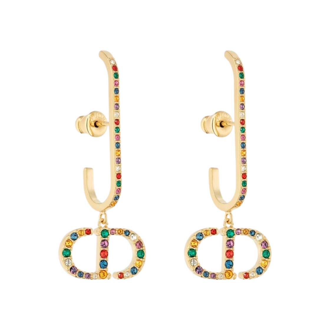 (W) 디올 30 몽테뉴 이어링 골드 피니쉬 메탈 멀티컬러 크리스탈((W) Dior 30Montaigne Earrings Gold Finish Metal Multicolor Crystals) - 1